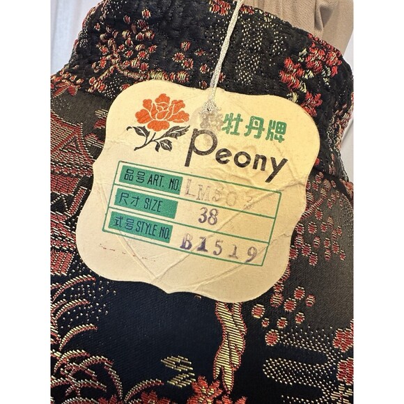 Vintage Peony Shanghai Brocade Dress Robe Size 38 Qipao, Cheongsam Dress - Picture 8 of 16